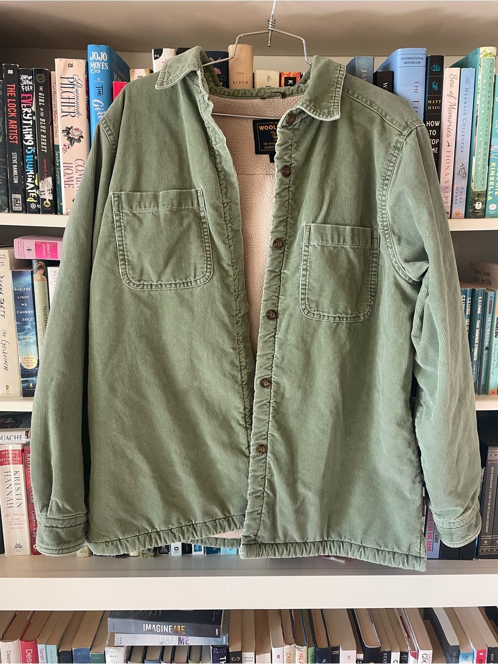 woolrich fleece lined green corduroy jacket